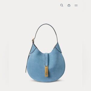Polo Ralph Lauren ID Suede Small Shoulder Bag - New w/tags. Powder blue